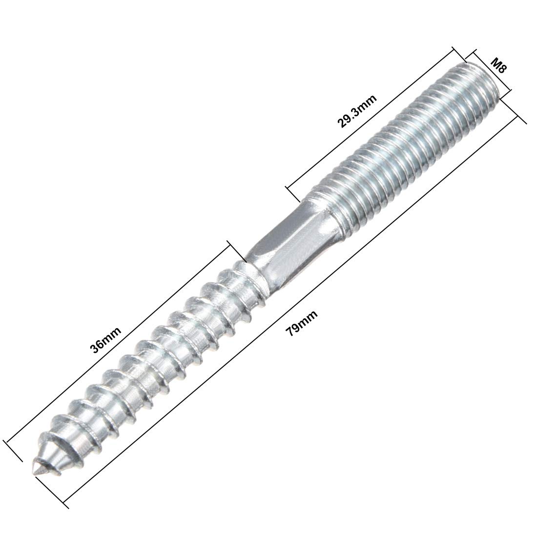 Aazon.co: uxcell 6x25 Hanger Bolts Double Head Dowel Screw for Wood Furniture 10pcs