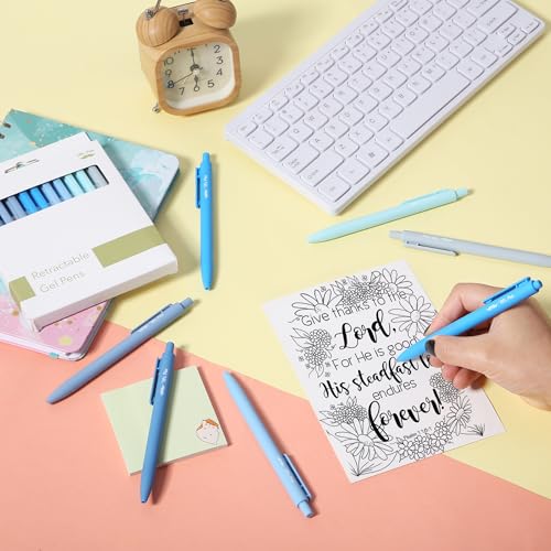 Image of Mr. Pen- Retractable Gel Pens, 12 Pack, Black Ink, Sky Blue Barrel | Fine Point 0.5mm, Fast Dry, Smooth Writing, Cute Pens for Drawing, Writing Planner and School Supplies