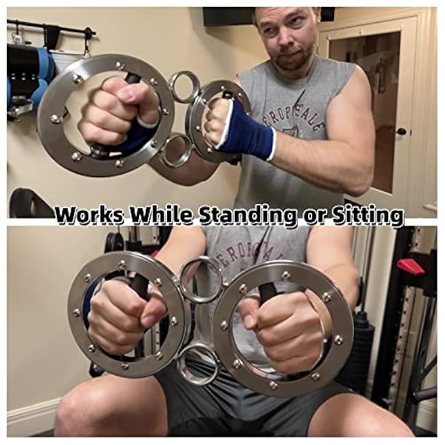 FIITY 8/12 Pounds Multifunctional Hand and Forearm Trainer - Spinning Burn Muscle Training - 360 Degree Rotating Grips ¨C Sliver/Black