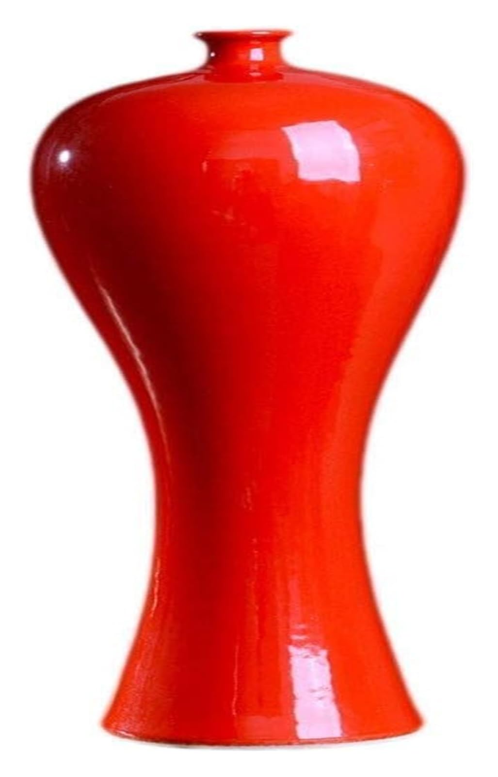 Vase Desktop Porcelain Ceramic Modern Chinese Flower Arrangement Bottle Simplicity White Decoration Jar Decorative(Red)