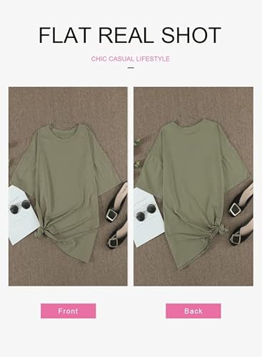 Dokotoo Womens Juniors Casual Summer Tops Short Sleeve Oversized Crewneck Shirts Loose Solid Color Blouse Basic Tee Fashion T-Shirt And Blouses Gray Large #TOP5