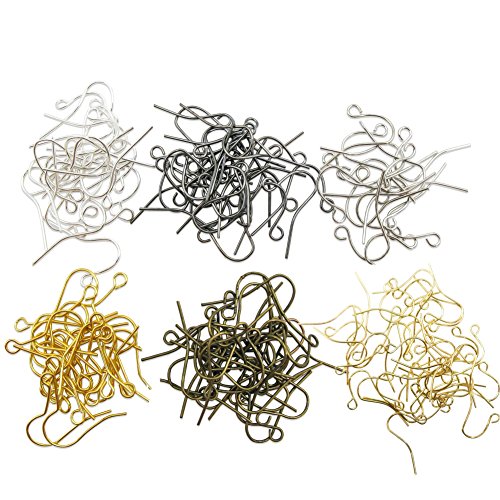 TOAOB 600pcs Earring Hooks Hypo Allergenic Ear Wires Mixed Color and Size Nickel Free Metal French Fish Hook Earrings Making Supplies Jewelry Findings