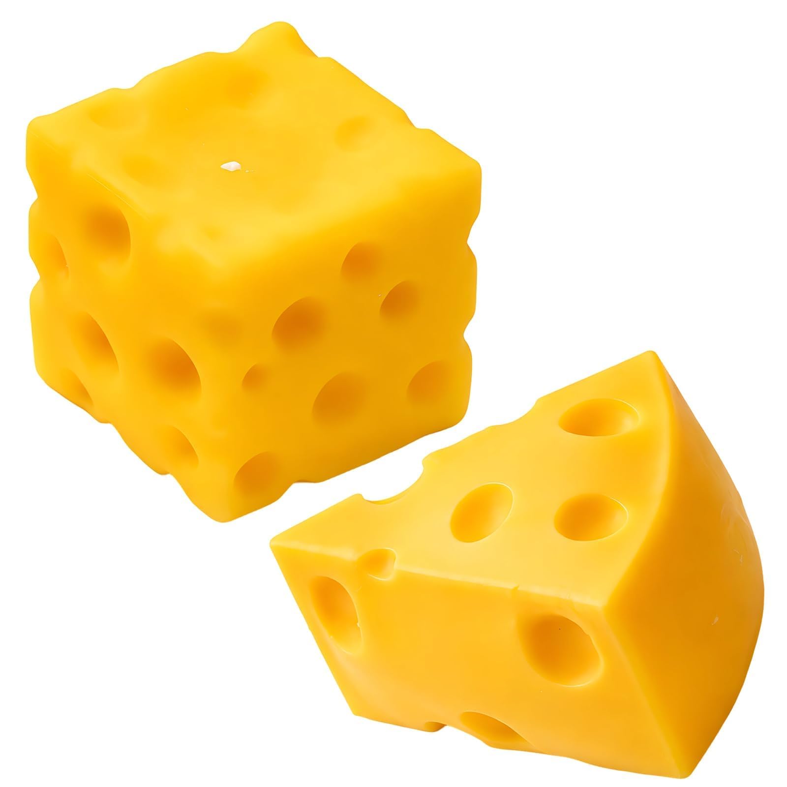Cheese Squishy, Sensory Fidget Toys for Focus Enhancement and Stress Relief, Two Cheese Shaped Stress Balls for Adults , for Office Desk and Classroom