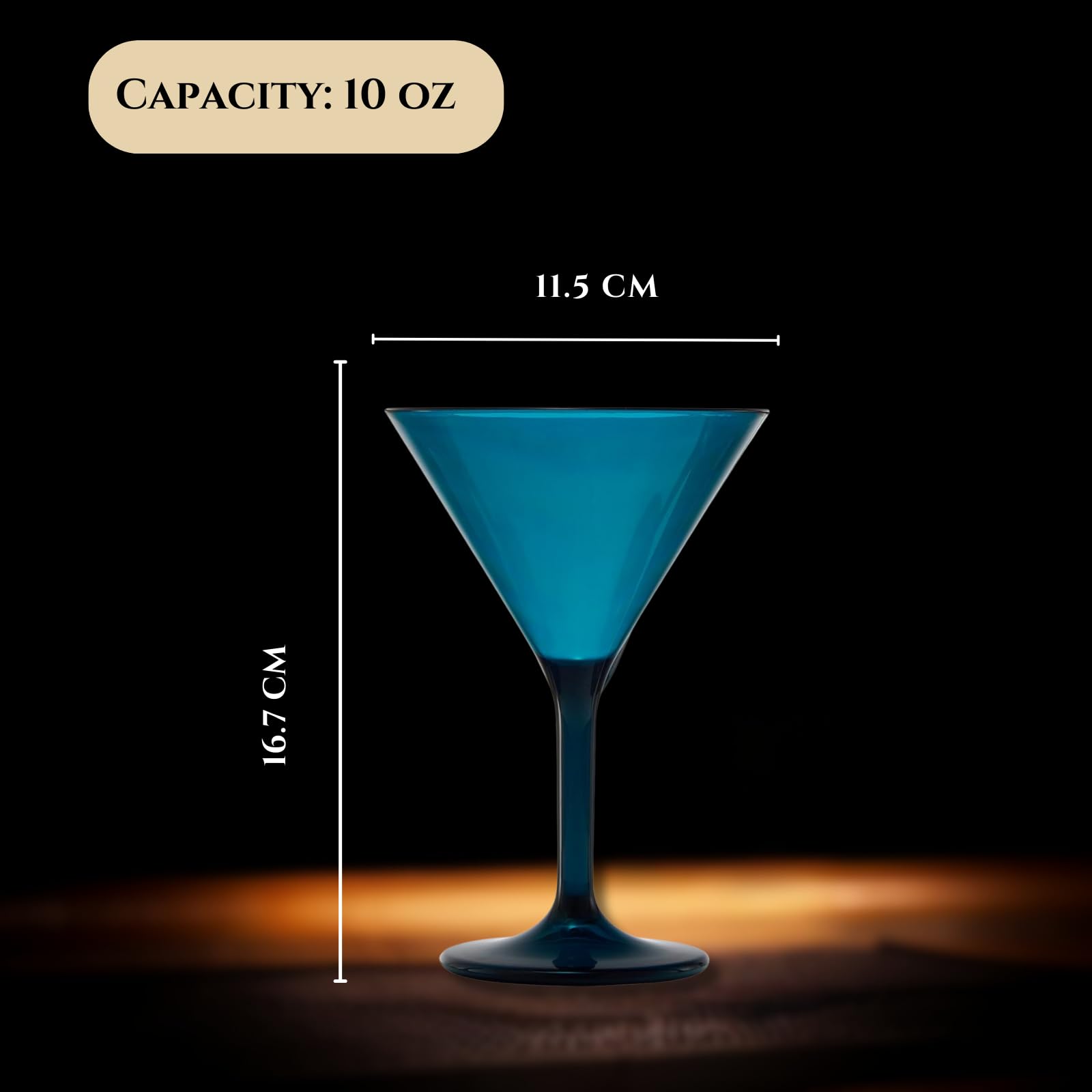 Lot de 6 verres en cristal en plastique de style européen, incassables, pour martini, cocktail | 100% acrylique Tritan incassable, colorés, sans BPA, réutilisables, pour extérieur, piscine et