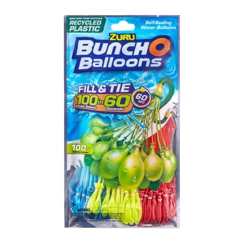 Zuru Bunch O Balloons (Colour May Vary, 3 Bunches, 100 Self-tying, Rapid-Fill Water Balloons), 1 Pack Cover
