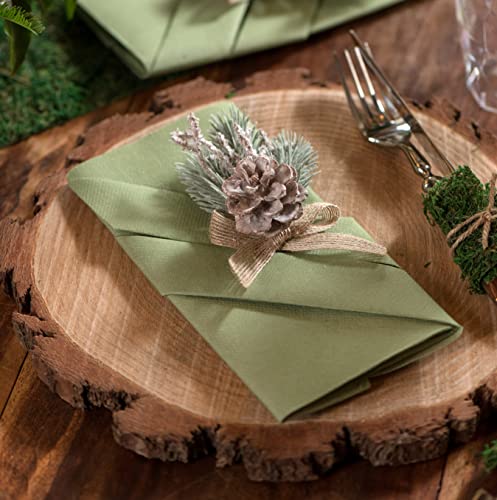 Serviette de table Airlaid vert olive/sauge (x25) REF/6808 Thème Champêtre/Nature - 40 cm