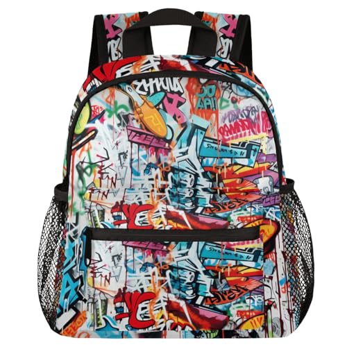 Graffiti Art Backpack Small Travel Backpacks Carry On Backpack Waterproof Lightweight Book Bags With Chest Strap Fashion Daypack for Women Men