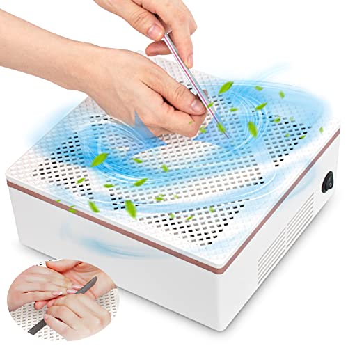 Feugole 60W Nail Dust Collector for Acrylic Nails, Powerful Vacuum Fan Dust Collector for Nails Equipment Electric Dust Suction Machine for Nail Salon