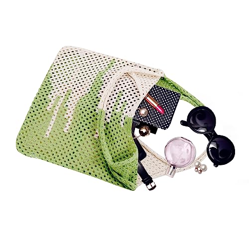 Image of Arcimatto Crochet Tote Bag, Women Summer Aesthetic Mesh Beach Bags, Girls Hobo Bags Y2k Purse Fairy Grunge Accessories