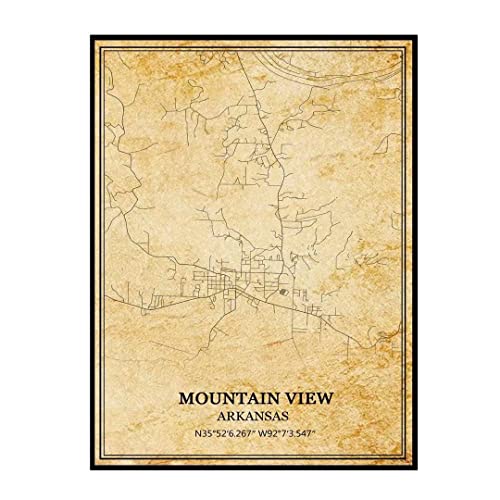 vista delle montagne Arkansas stati Uniti Wall Art Vintage Print Poster Canvas Mappa Opera d'arte Souvenir di viaggio Regalo Home Decor Senza cornice 20x30 pollici