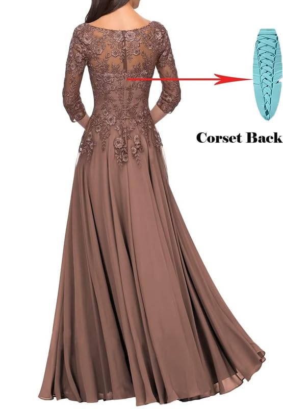 V Neck Mother of The Bride Dresses Chiffon Wedding Guest Dresses for Women Lace Appliques Formal Evening Gown2