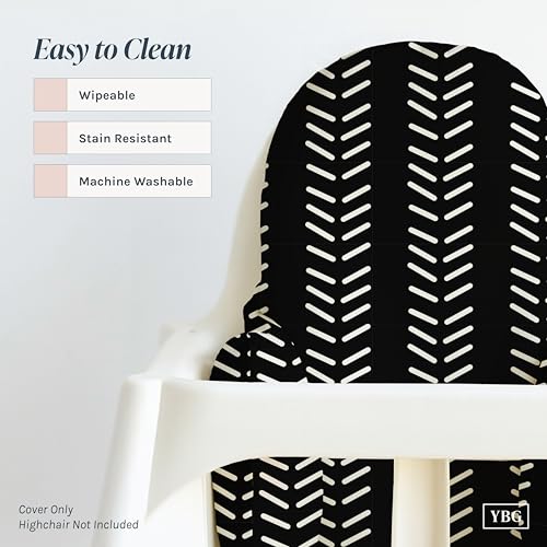 Image of Yeah Baby Goods Wipeable Cushion Cover (Dark Vertical Mudcloth) - Compatible with The IKEA Antilop Highchair - Soft, Waterproof Baby High Chair Cover
