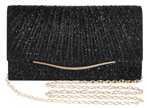 Clutch Purses for Women Formal Dressy Evening Bag Handbags Crossbody Bag for Wedding Cocktail Prom Party Elegance Charm (Black)