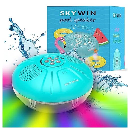 Skywin Hot Tub Speakers and Speakerphone - Disco Light Floating Waterproof IPX7 Large Wireless Pool and Shower Speaker - Pool Speakers Support Dual Speaker Connection and Feature Quality 2.1 Sound