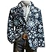 Christmas Blazer for Men One Botton One Button Fashion Suit Jacket Wedding Xmas Print Notched Lapel Winter Colthes Navy Large