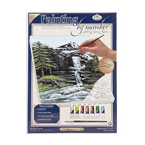 Royal & Langnickel Paint by Number Kit Artist Canvas Series 9"X12", Mountain Waterfall