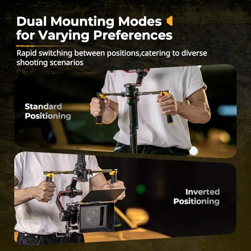 Image of SMALLRIG Dual Handle Handgrip (Bumblebee Edition) for DJI RS 5 / RS 4 / RS 4 Pro /RS 3 / RS 3 Pro /RS 2 / RSC 2 Gimbal, Handgrip with NATO Rails, Cold Shoe, 1 /4 inch-20 & 3 /8 inch-16 Threaded Holes - 5526