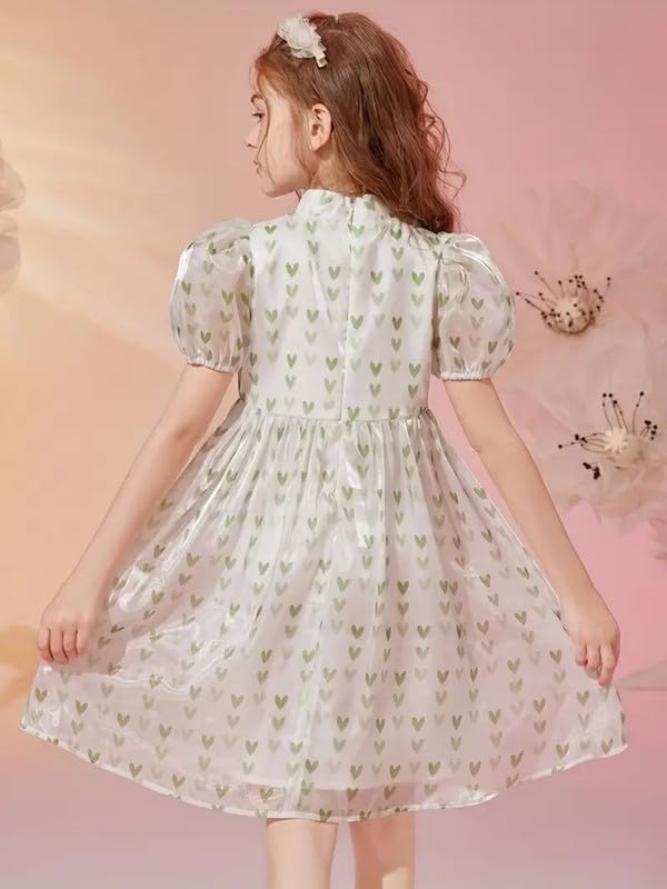Image of Niren Enterprise Penguin White Color Short Sleeve Small Heart Printed Baby Girl Frock, Pack of 1