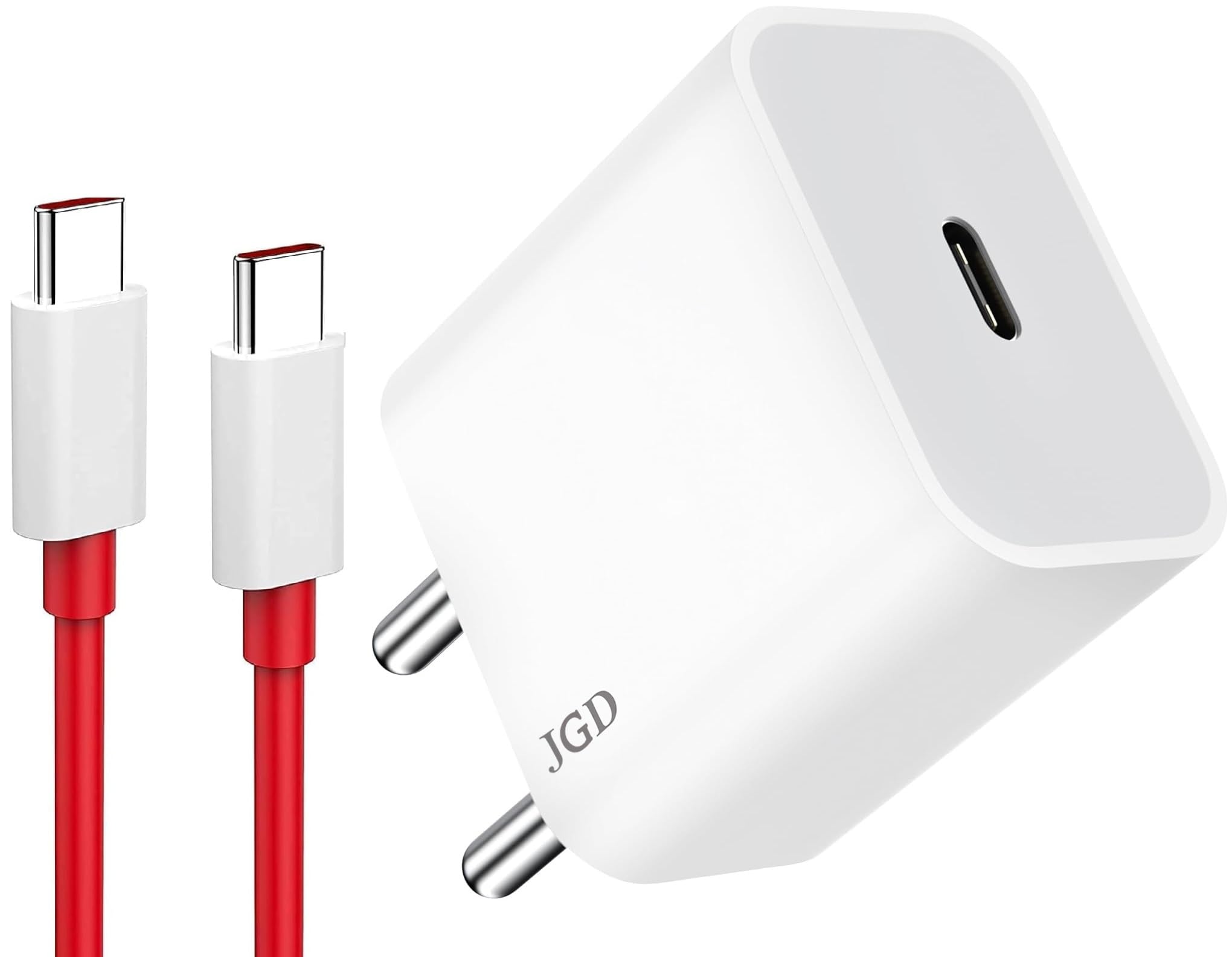 JGD 20W Type C Charger + PD C to C Cable, PD Technology Original Fast Charging for iPhone, Android & Other Type C PD Enabled Devices, Multi-Layers Protection (R1C)
