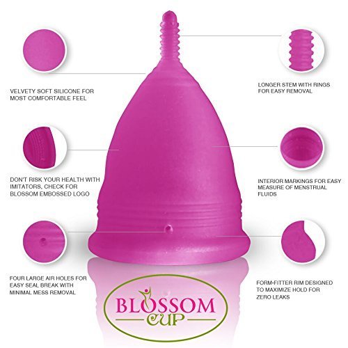 Blossom Menstrual Cup, Say No To Tampons | Get Blossom Cups For Menstrual Days | Period Cup, Reusable Menstrual Cup, Silicone Cup (Large Menstrual Cup, Violet) #TOP3