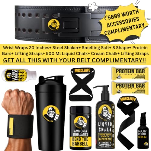 Image of Muscleape 10mm Lever Belt. 4 inch Wide Genuine Leather. Quick-Release Steel Alloy Lever. Adjustable Powerlifting Belt With Lifetime Brand Warranty. Hard Leather For Professional Athletes. (XXL)