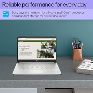 HP 14 inch Laptop, HD Display, 12th Generation Intel Core i3-1215U, 8 GB RAM, 256 GB SSD, Intel UHD Graphics, Windows 11 Home in S mode, 14-dq5009nr (2024) 4 51qR0C2mSyL. SS300