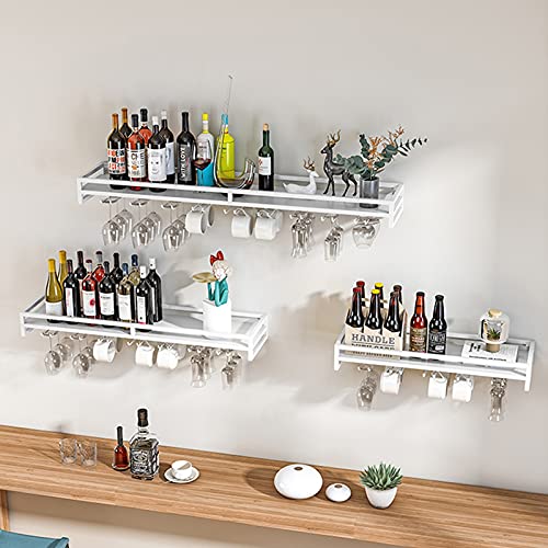 Casier à vin mural blanc horizontal avec porte-verre à pied gain de place - 6