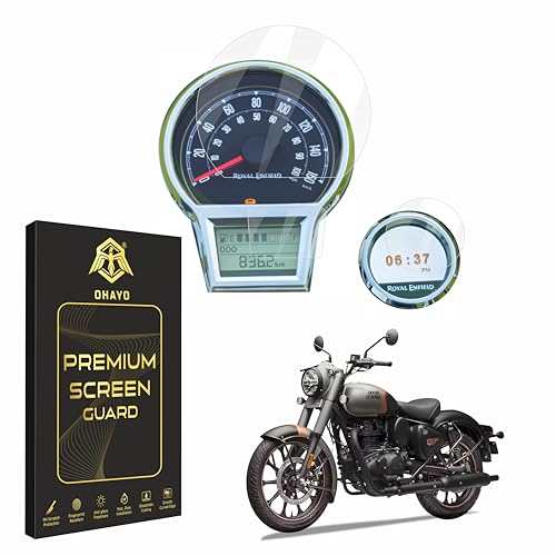 Image of OHAYO 9H Hard Screen Protector for Royal Enfield Classic 650 2025 | RE Goan 350 Classic 2024 with Tripper Navigation | Reborn Classic 350 2022 | Bullet 350 2023 (Non Tripper) Dashboard Instrument Cluster Protector | Military Strength Scratch Resistant