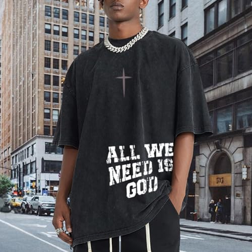 Christian Shirts for Men Inspirational God Faith Jesus Tshirts Oversized Vintage Cross Graphic Tees Acid Wash Tops3