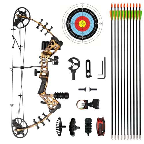 WUXLISTY Youth Compound Bow Set 15-45 Lbs for Teens and Beginner, Package with Archery Hunting Equipment, 3 Pin Sight, Max Speed 320fps, Adjustable, Right Hand, Snake Camo