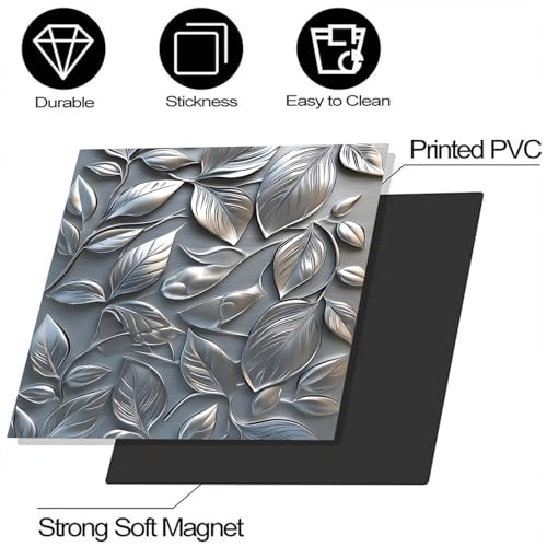Image of BVBOX Dishwasher Magnet Cover 23 inchx26 inch, Reusable Magnetic Refrigerator Covers, Dishwasher Magnets Decorative Cover Fridge Door Skin Panel Stickers for Home Kitchen Appliance,Metal Embossed Leaves