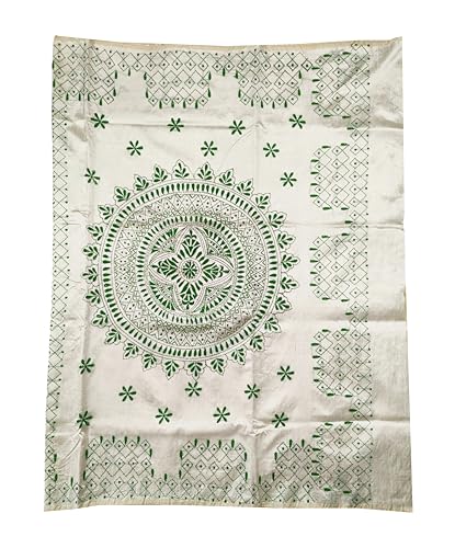 Image of SHRISTI CLOTHINGS Women's Hand Embroidered Cotton Silk Kantha Stitch Saree with Blouse Piece (SB420324 TWD81)