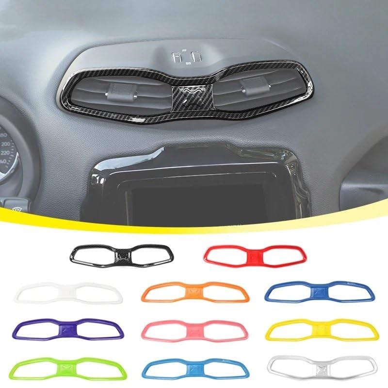Garniture Décorative Sortie D'Air Climatisation Pour Jeep Renegade 2016-2022 - Finition Fibre De Carbone - 4