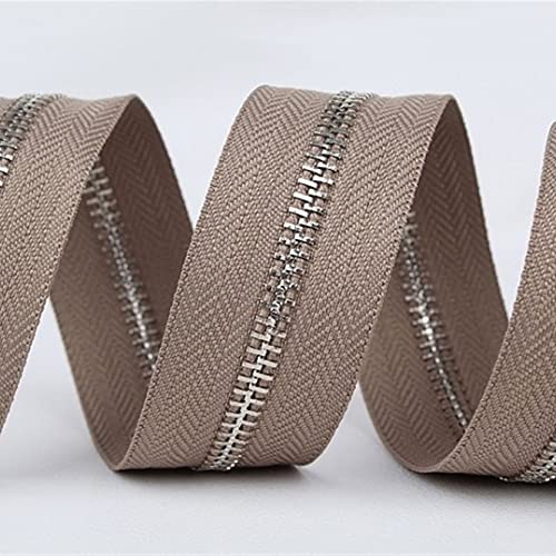 Lfang-Cremalleras 5# Silver Metal cremallera soltero Open-Fin Off whtie cremoso-blanco khaki marrón café cremallera rodillo, Duradero en uso(B28 Dark Khaki)