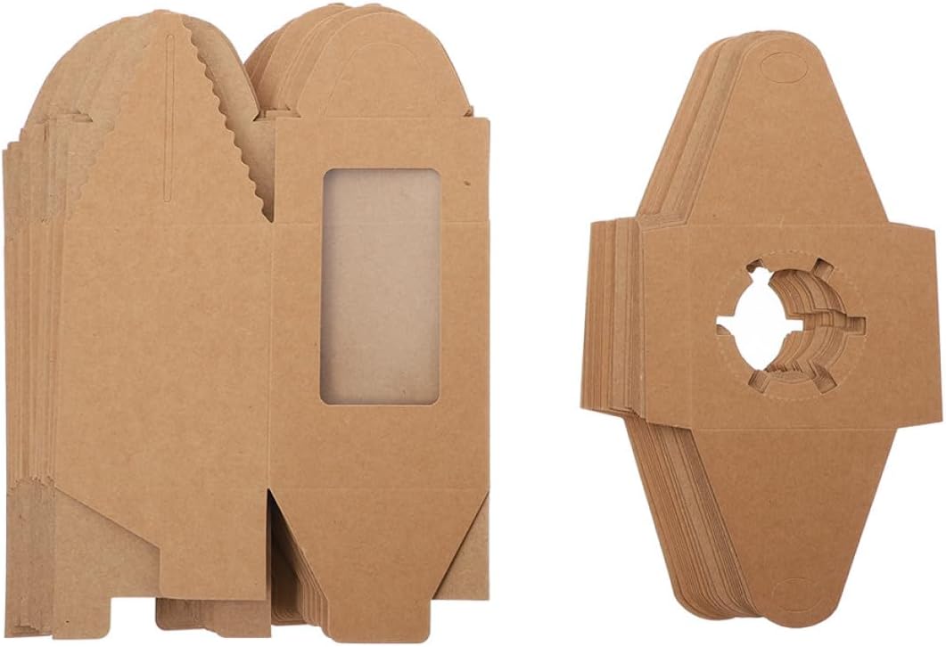 Cupcake Wrapping Boxes with Window, 50pcs Kraft Paper Dessert Packaging Boxes, Portable Muffin Storage Containers for Baking Supplies and Holiday Cake Transport