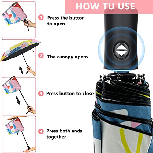 Image of PALAY Umbrella for Women, Automatic Folding Travel Umbrella Windproof Strong 8 Ribs UV Protection Printed Design Umbrella for Ladies, Girls and Women