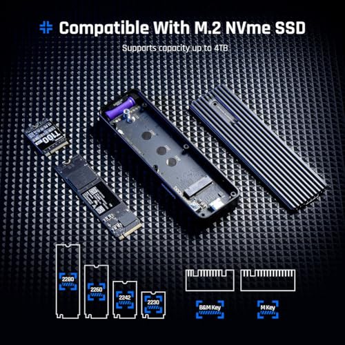 Smart 2280 M.2 NVMe SSD Enclosure con LCD Negro miniatura 5