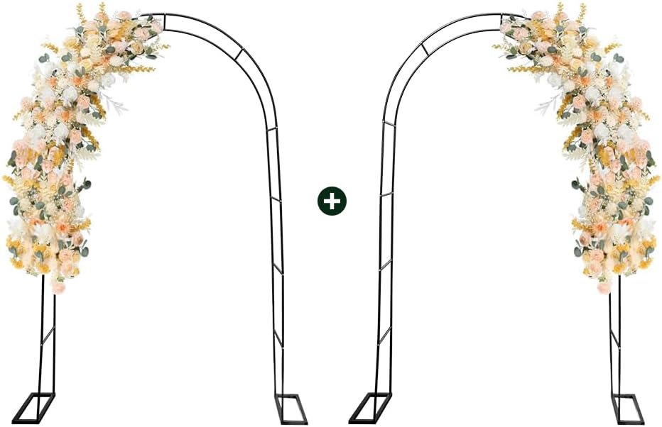 Zhisheng 2PCS Metal Pergola Garden Arch Arbor 7.9FT x 4.6FT Trellis for Outdoor Climbing Plants 2 Sizes for Wedding Ceremony Party,Black