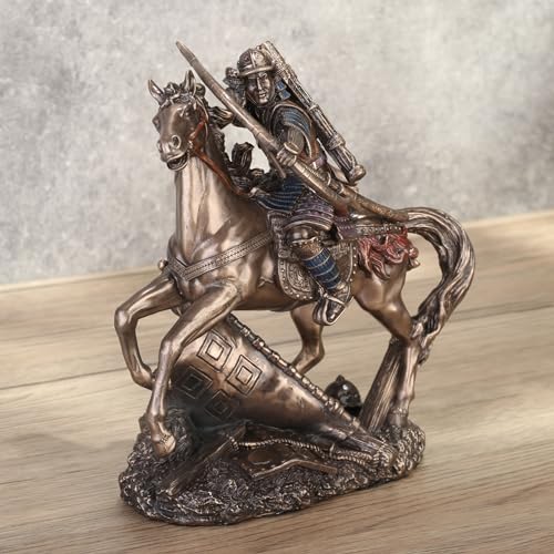 Estatua de samurái japonés con acabado bronce 6.1 pulg miniatura 5