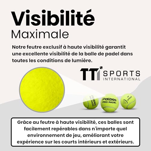 Palbea PRO Padel - FIP Approved Padel Balls - 1 Carton x 24 Tubes - Paddle Balls with High Visibility HV Felt. Premium Quality. Ideal for Training and Tournaments. Pressurized, Durable, and Fast. - 4