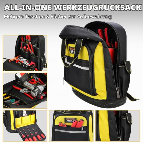 AIRAJ Werkzeugrucksack 43cm Mit Gummiboden, Robustes 1680D – Ansicht 2