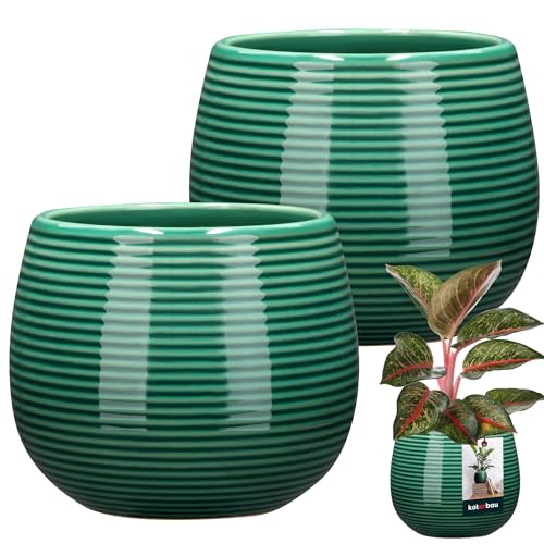 KOTARBAU® Blumentopf Türkisfarbe Keramik Rund ⌀ 12 cm Höhe 14 cm Glasiert 2 St. Groß Übertopf Pflanztopf Pflanzkübel KOTARBAU® Blumentopf Türkisfarbe Keramik Rund ⌀ 12 cm Höhe 14 cm Glasiert 2 St. Groß Übertopf Pflanztopf Pflanzkübel