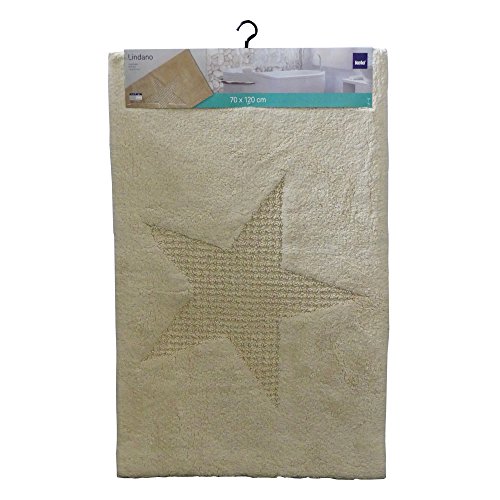 kela Lindano 21175 Bath Mat Non-Slip Suitable for Underfloor Heating 100 x 60 cm Vanilla Star Design