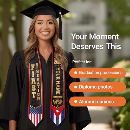 Custom First Generation Graduation Stole Class of 2025 Personalized Graduation Sash, 72" Long Graduate Honor Stoles4