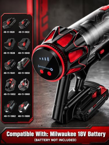 Image of Cordless Vacuum Cleaner for Milwaukee Battery, 45KPA 400W Vacuum Cleaners for Home, Self-Standing Stick Vac w / LED Display, Anti-Tangle Lightweight Vacuum for Carpet, Floor, Car(Battery Not Included)