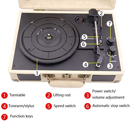 Tourne-Disque Portable USB pour disques vinyles Tourne-Disque Vinyle à 3 Vitesses avec Haut-parleurs stéréo Bluetooth - Les Beatles, Paul McCartney, John Lennon, RIngo Starr, George Harrison Tourne-Disque Portable USB pour disques vinyles Tourne-Disque Vinyle à 3 Vitesses avec Haut-parleurs stéréo Bluetooth – Image 4