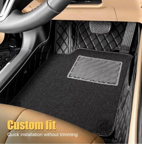 Image of NCEHEAL Premium 7D Floor Mat for Carnival (2020-23) Custom Fitted, Luxury Foot Mats Compatible with Kia Carnival (2020-23), Set of 4 Pcs, Washable, Classic Black with Black Thread