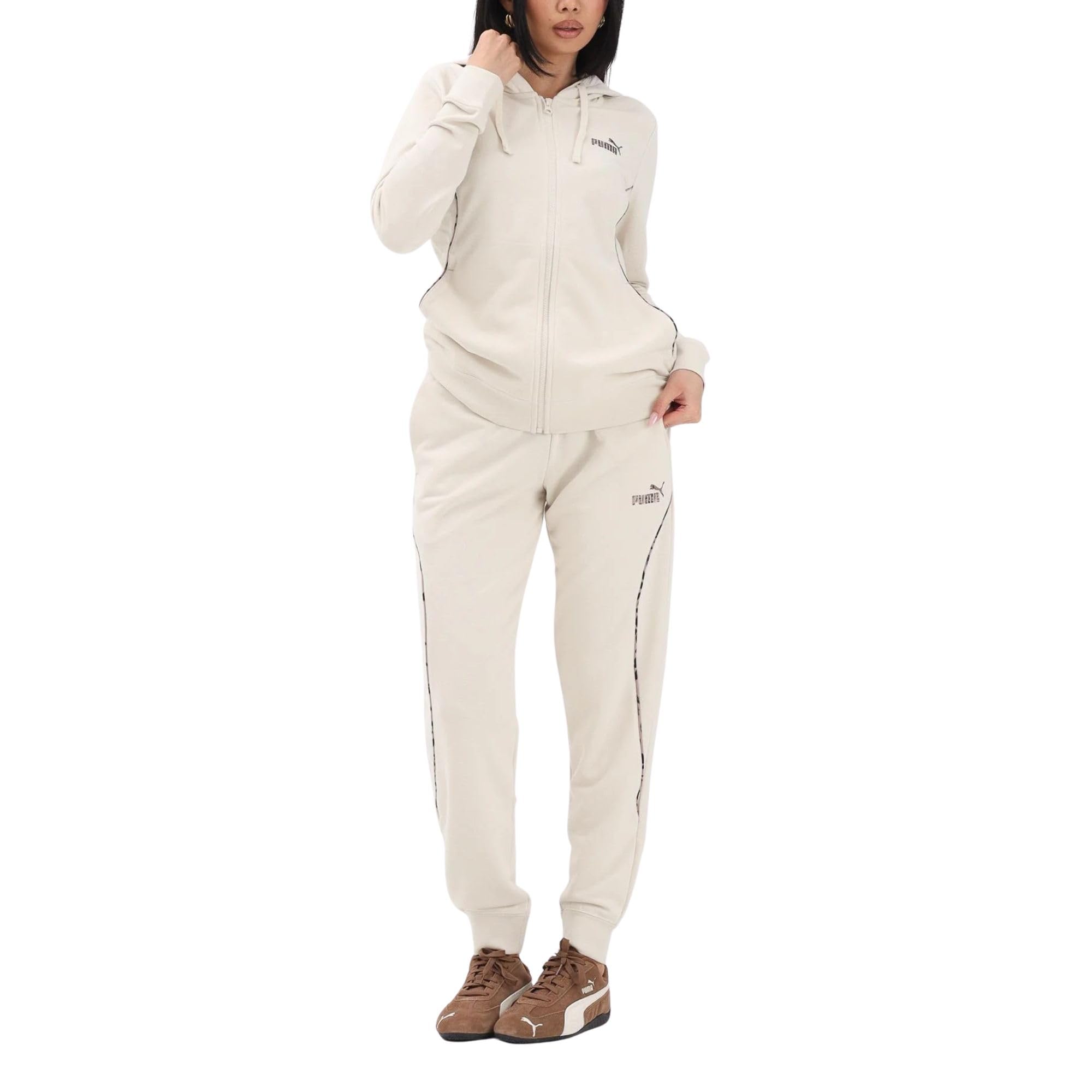PUMA - Chándal de mujer con capucha Graphic, beige - 694708-87