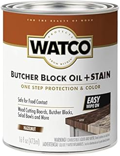 Watco 359024 Butcher Block Oil Plus Stain, 16 oz, Hazelnut, 16 Fl Oz