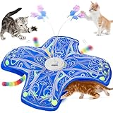 Qraxond Interactive Cat Toys for Indoor Cats,[Newly Upgraded] Rechargeable Touch Activated Hide and Seek Kitten Toys for Bored Indoor Adult Cats with Fluttering (Blue)